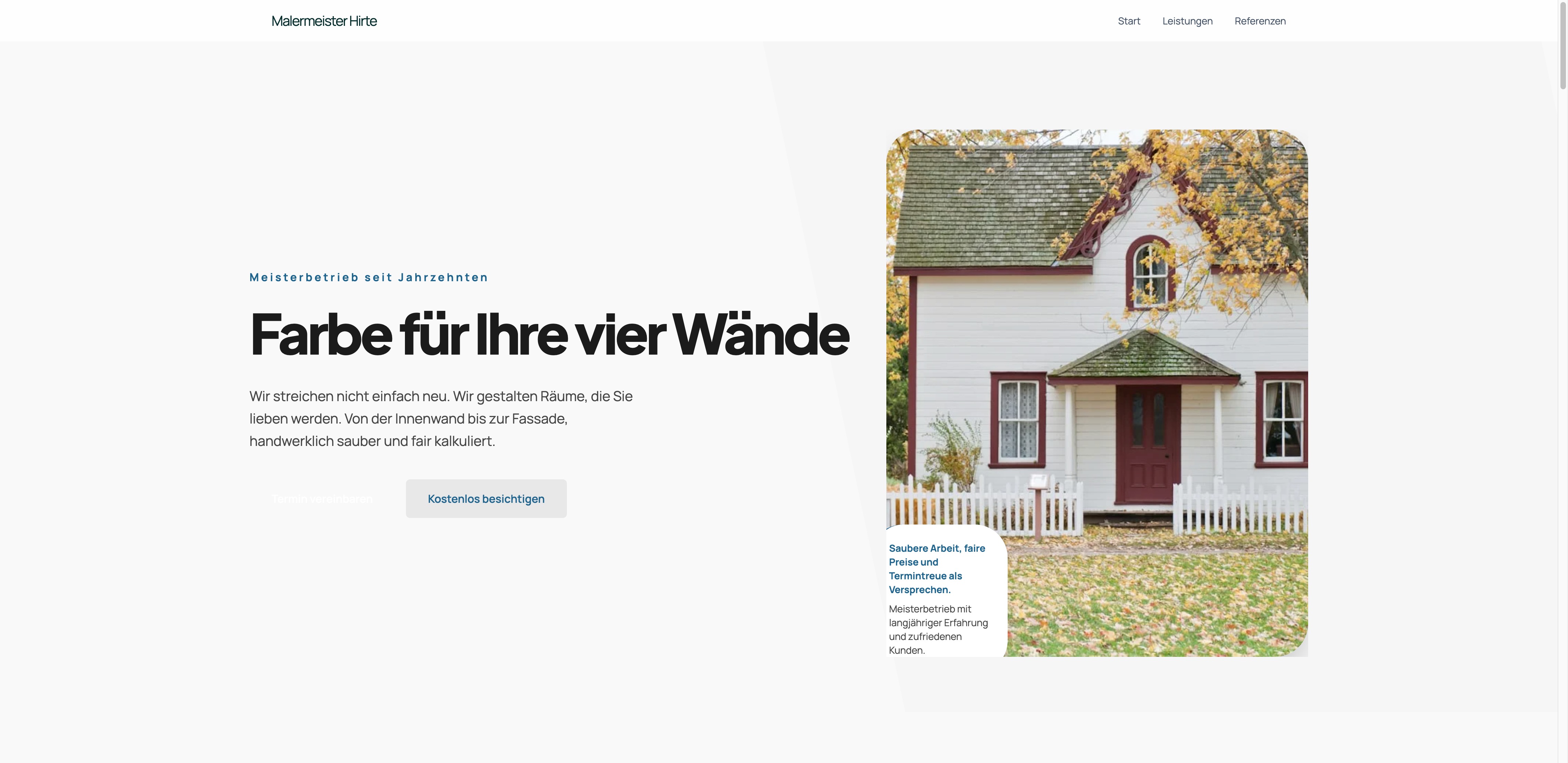 Website Malermeister Hirte – erstellt mit Lilo