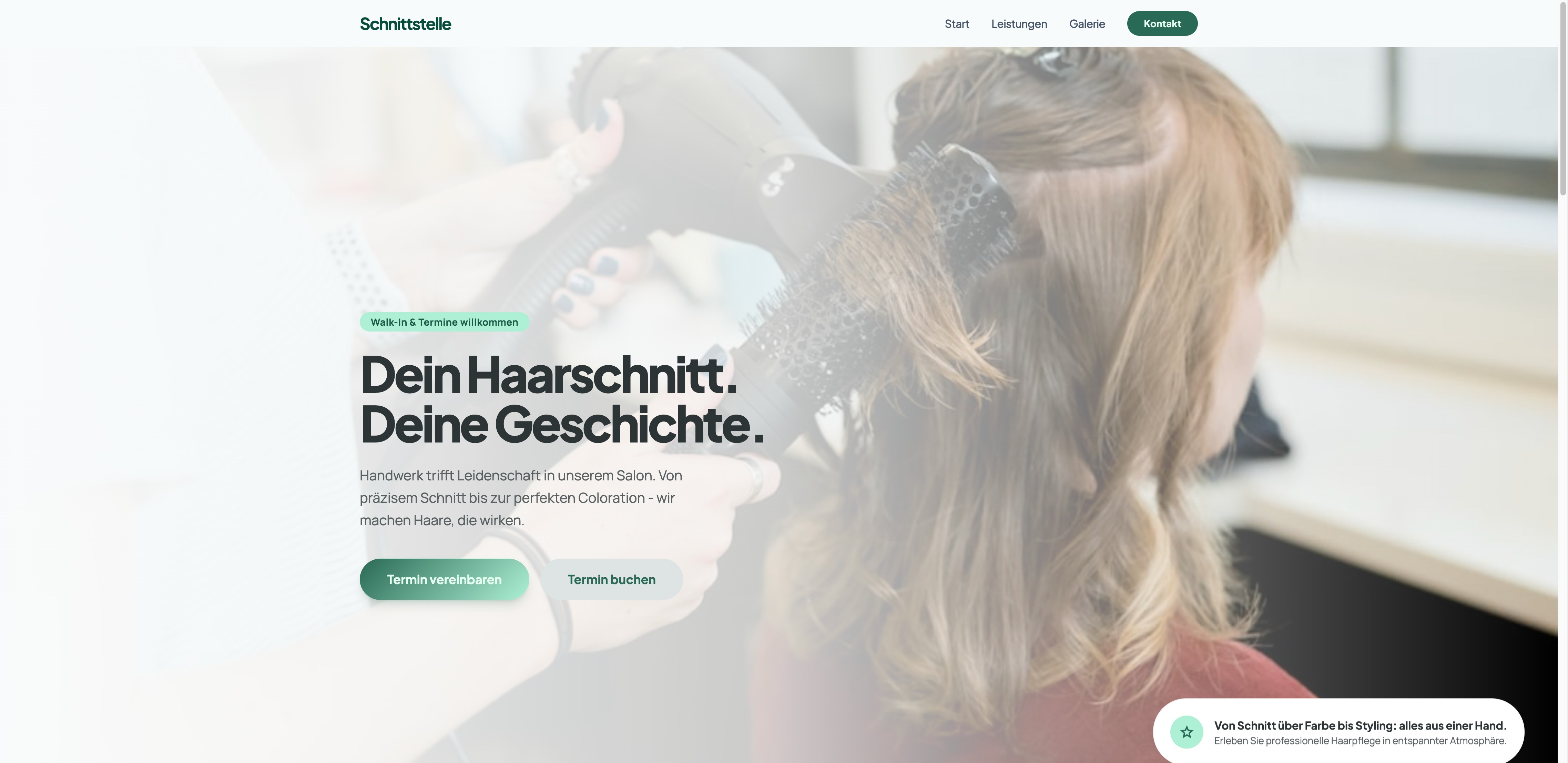 Website Schnittstelle Friseursalon – erstellt mit Lilo