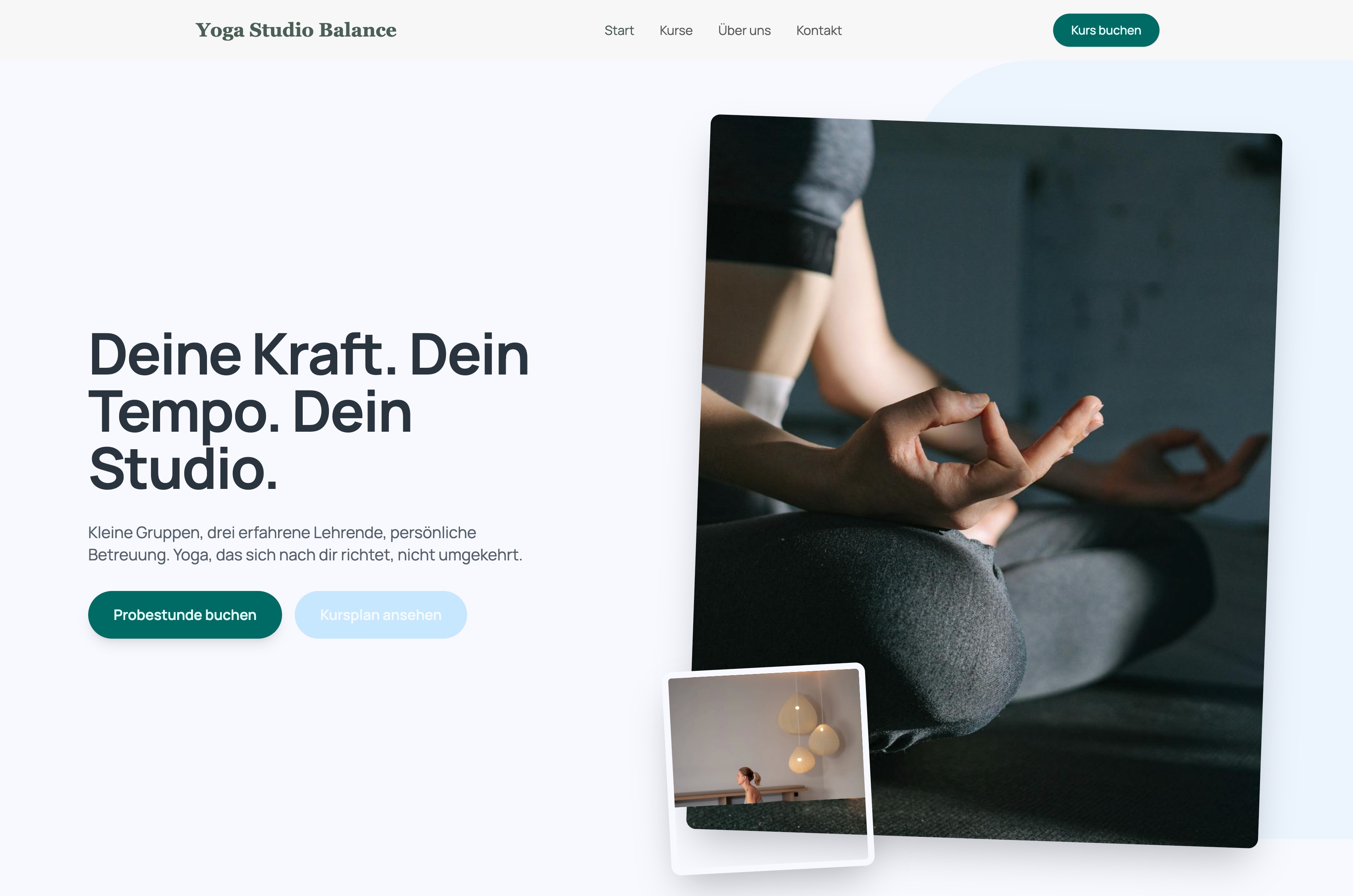 Website Yoga Studio Balance – erstellt mit Lilo